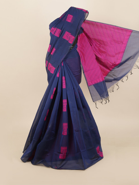 

Pothys Blue & Pink Ethnic Motifs Woven Design Saree