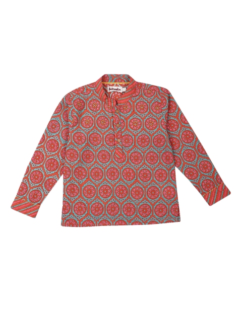 

Fabindia Boys Red & Turquoise Blue Ethnic Motifs Printed Kurta