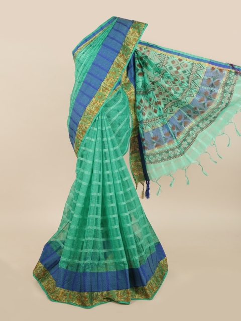 

Pothys Green & Blue Ethnic Motifs Print Saree