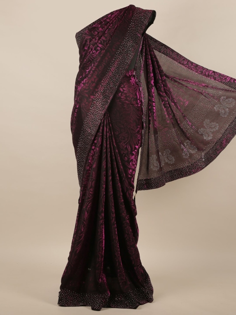 

Pothys Violet Floral Jute Silk Saree