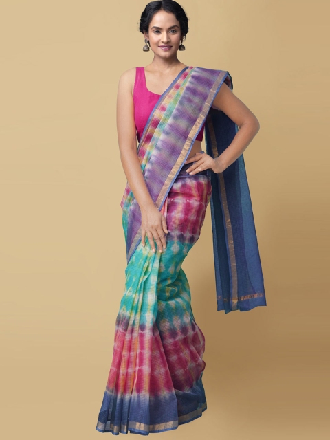 

Unnati Silks Blue & Pink Tie and Dye Pure Cotton Kota Saree