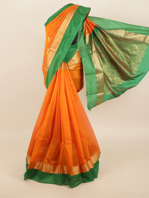 

Pothys Orange & Golden Ethnic Motifs Saree