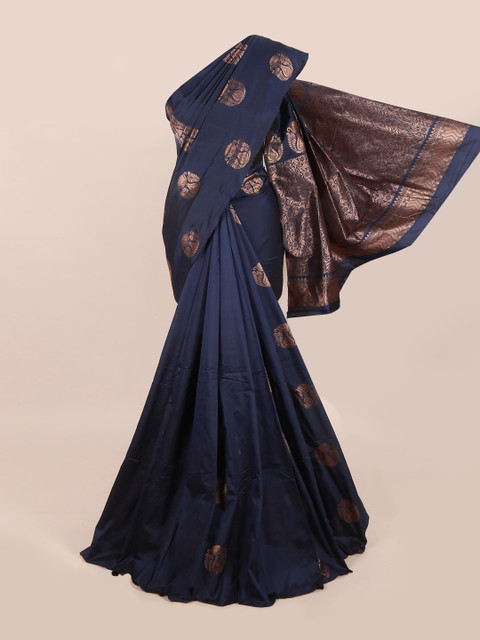 

Pothys Navy Blue Ethnic Motifs Zari Woven Saree