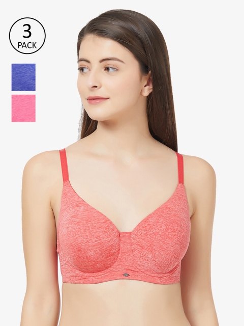 

Soie Red & Blue Full Coverage Underwired Everyday Bra - CB-203(P-3RED/FUS/COBALT