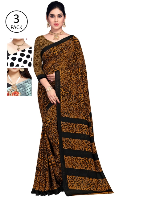 

KALINI Pack Of Three Printed Saree, White