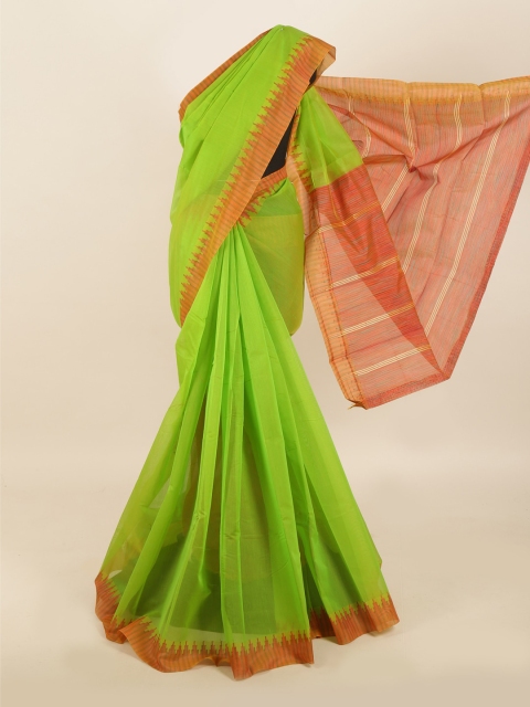 

Pothys Green & Orange Solid Saree
