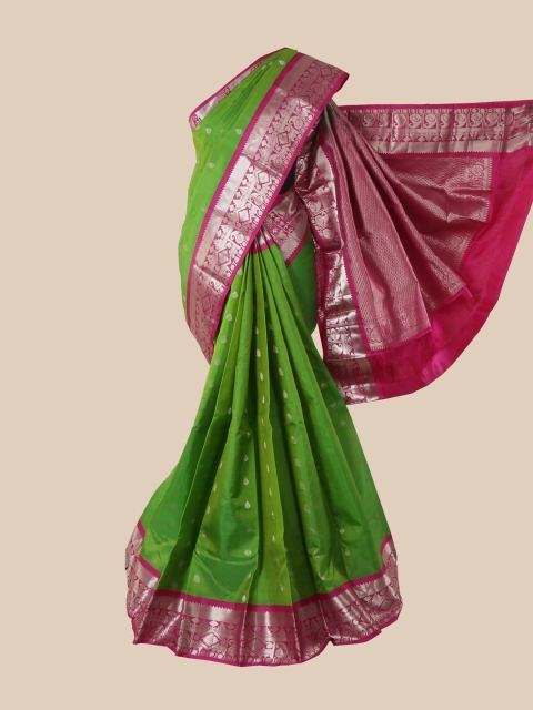 

Pothys Green & Pink Woven Design Pure Silk Kanjeevaram Saree