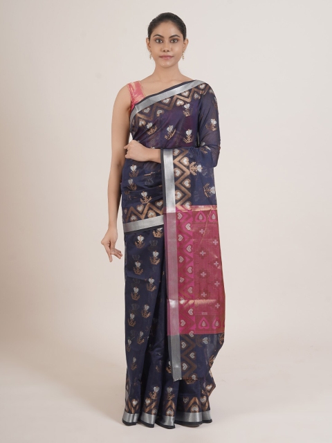 

Pothys Blue & Pink Woven Design Saree