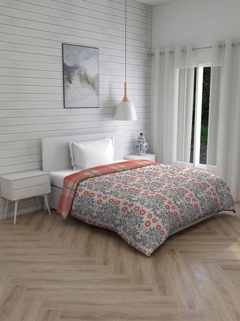 

Layers White & Coral Floral AC Room 120 GSM Single Bed Comforter