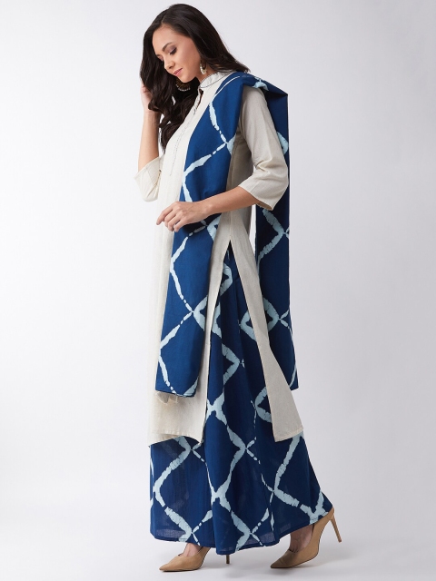 

InWeave Blue & White Printed Pure Cotton Dupatta