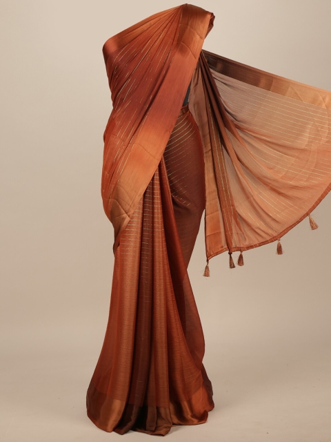

Pothys Brown & Gold-Toned Striped Saree