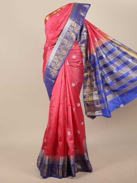 

Pothys Pink & Blue Woven Design Jute Silk Saree