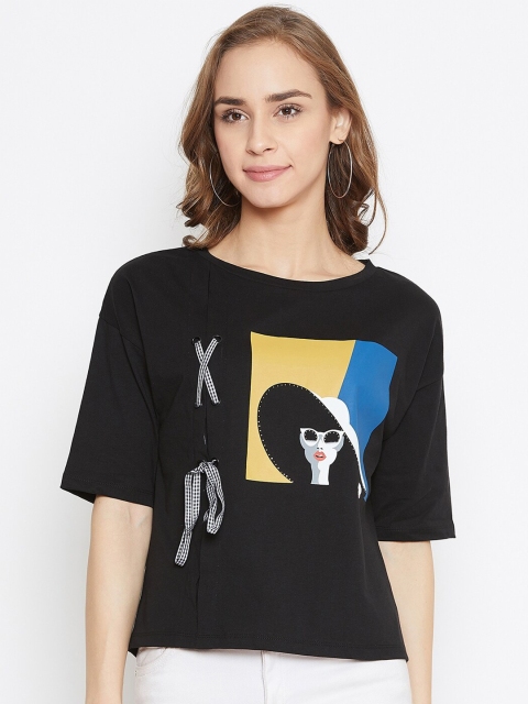 

Madame Black Graphic Printed Regular Top