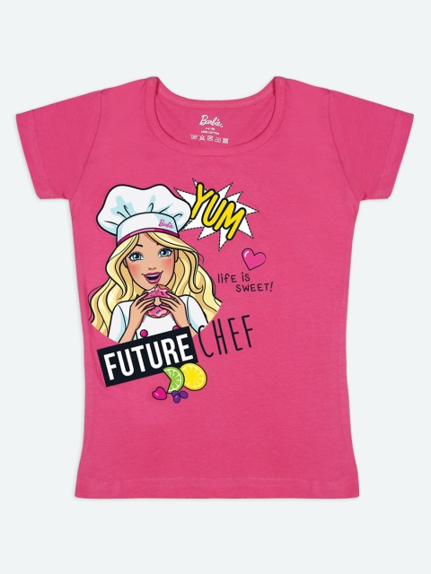 

Barbie Girls Pink Barbie Printed T-shirt