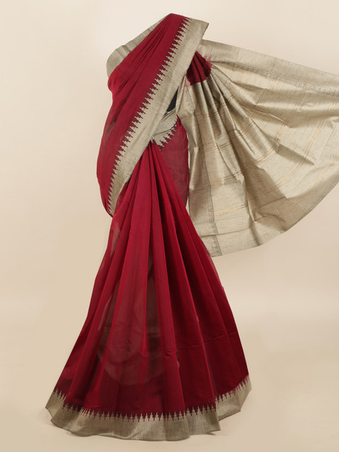 

Pothys Magenta & Beige Silk Cotton Saree
