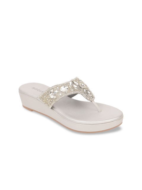 

Rocia Silver-Toned Embellished Flatform Sandals