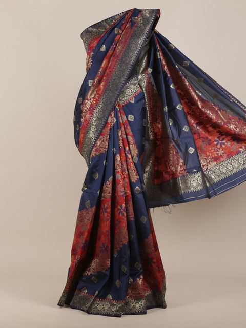 

Pothys Blue & Red Ethnic Motifs Zari Art Silk Saree