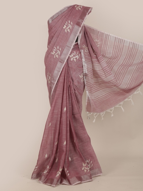 

Pothys Mauve & Grey Floral Embroidered Saree