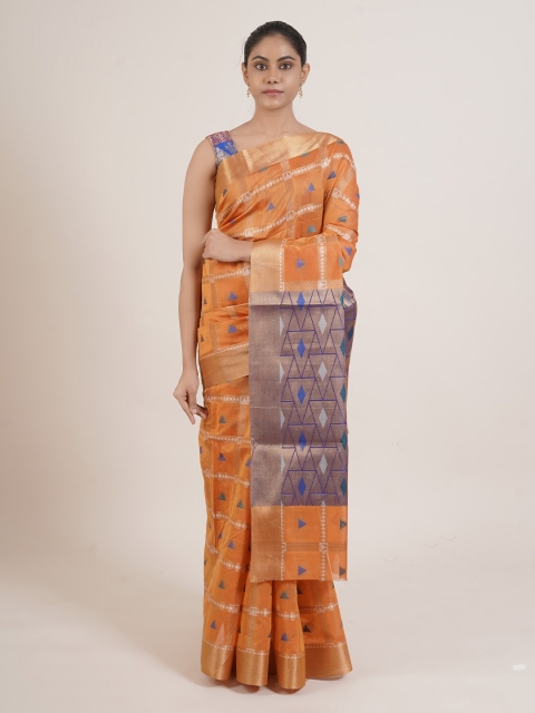

Pothys Orange & White Woven Design Saree