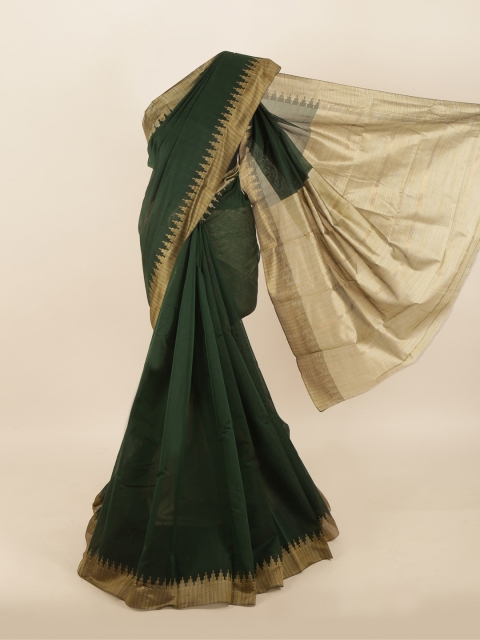 

Pothys Green & Brown Silk Cotton Saree