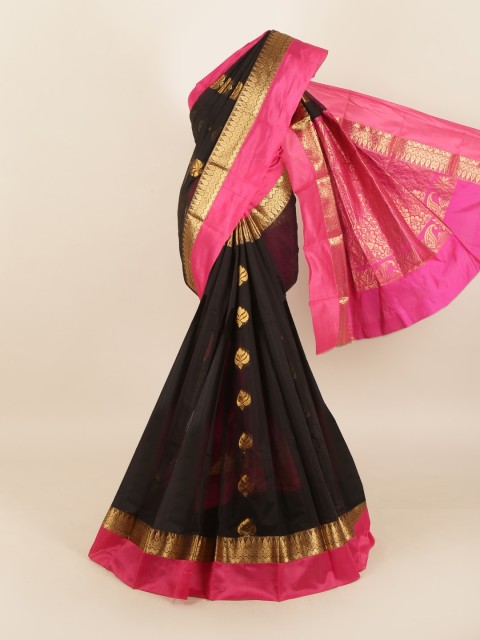 

Pothys Black & Pink Woven Design Silk Cotton Saree