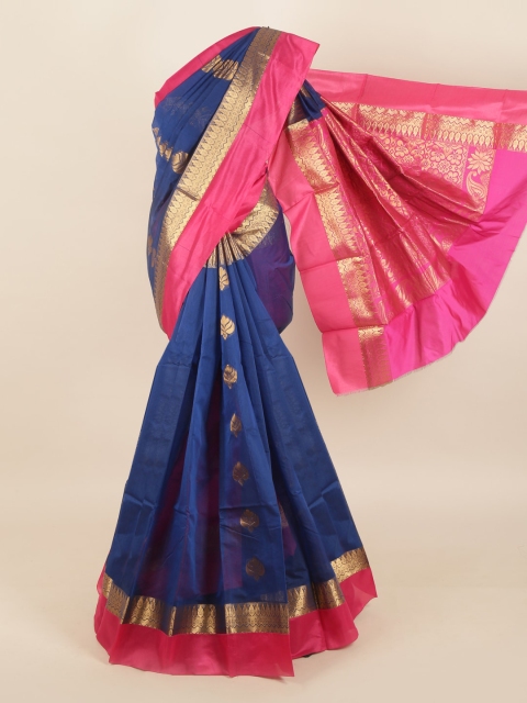 

Pothys Navy Blue & Golden Ethnic Motifs Saree