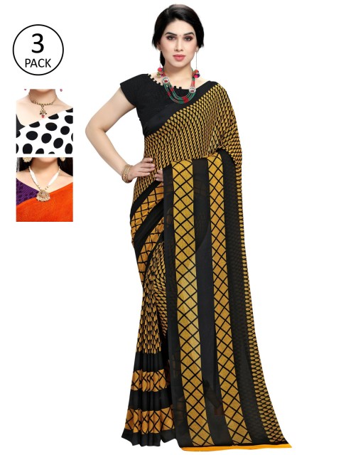 

KALINI Pack of 3 Printed Sarees, Multi