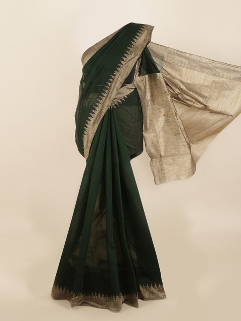 

Pothys Green & Beige Solid Saree