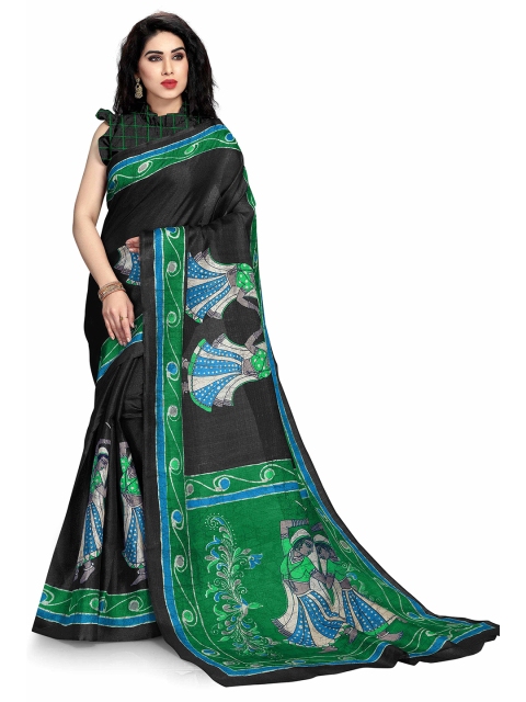 

KALINI Black & Green Ethnic Motifs Art Silk Saree