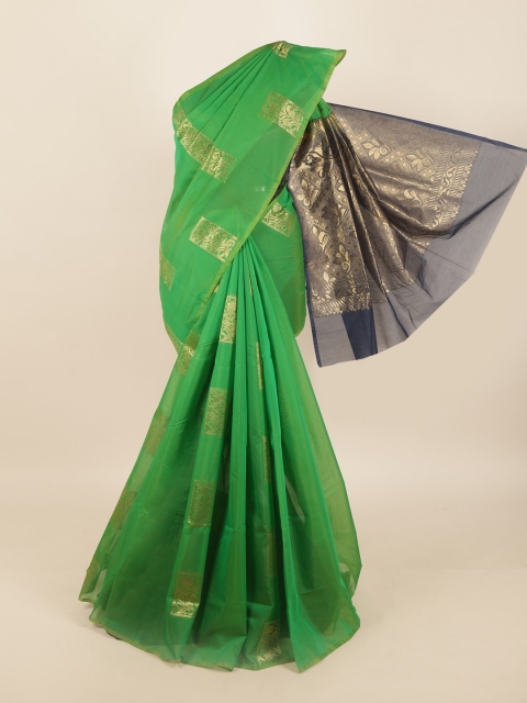 

Pothys Green & Golden Ethnic Motif Woven Design Zari Saree