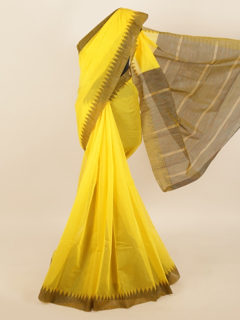 

Pothys Yellow & Olive Green Silk Cotton Saree