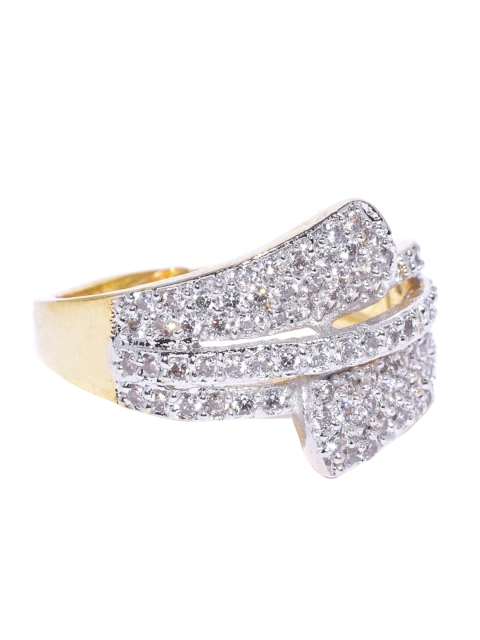 

Priyaasi Gold-Plated White American Diamond-Studded Handcrafted Finger Ring