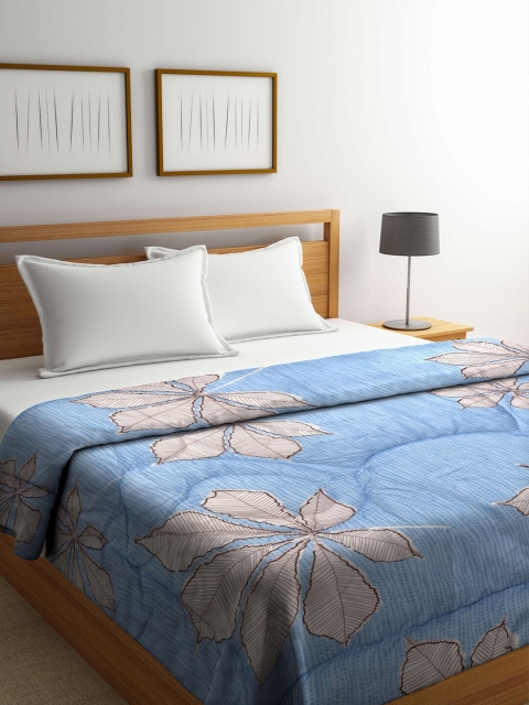 

Raymond Home Blue & Peach-Coloured Floral Microfiber Mild Winter Double Bed Quilt