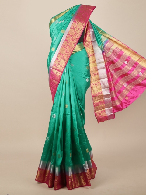 

Pothys Green & Pink Woven Design Zari Jute Silk Saree