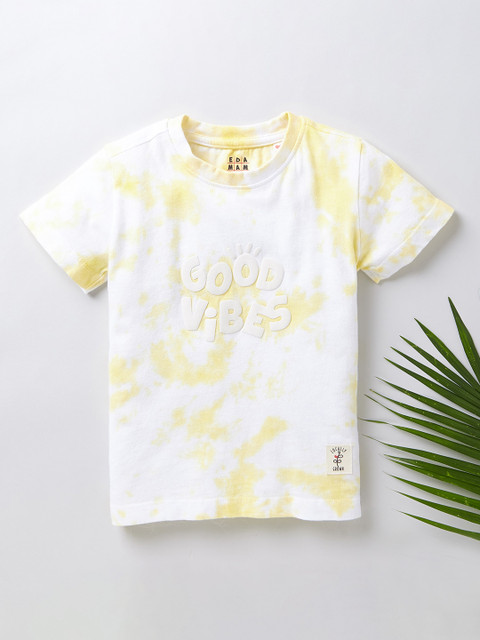 

Ed-a-Mamma Boys Yellow & White Tie and Dye Dyed T-shirt