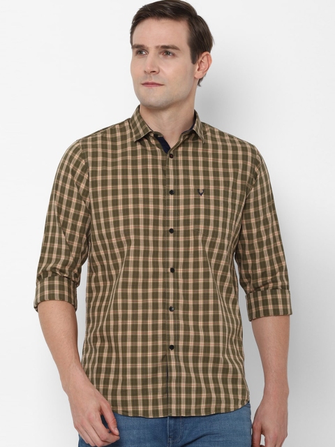 

Allen Solly Men Olive Green Slim Fit Checked Casual Shirt