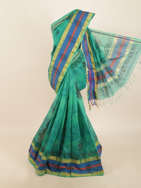 

Pothys Green & Black Ethnic Motifs Saree