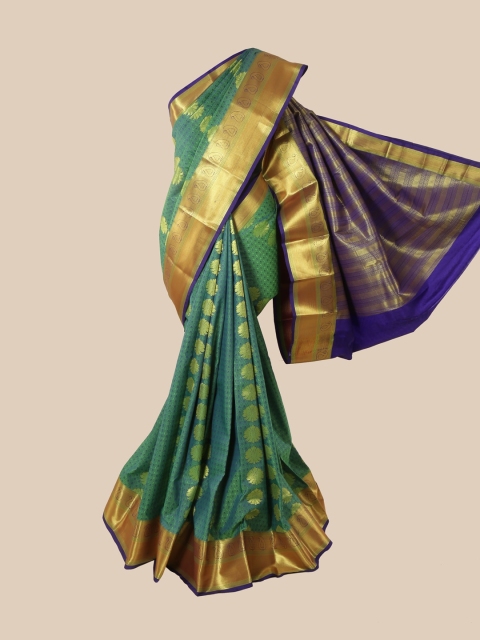 

Pothys Green & Gold-Toned Woven Design Pure Silk Kanjeevaram Saree