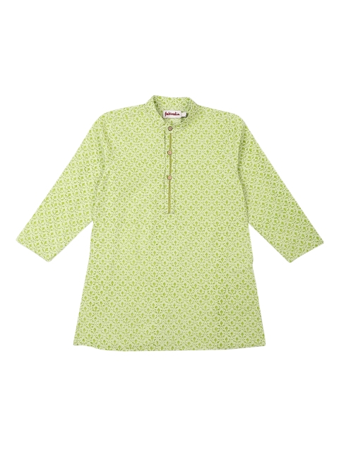 

Fabindia Boys Green Ethnic Motifs Printed Kurta