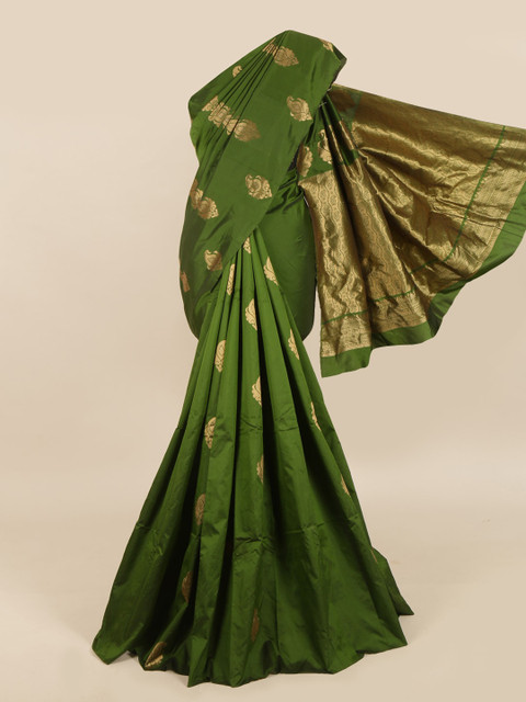 

Pothys Green & Golden Woven Design Saree