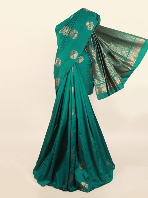 

Pothys Green & Golden Ethnic Motifs Woven Design Zari Saree