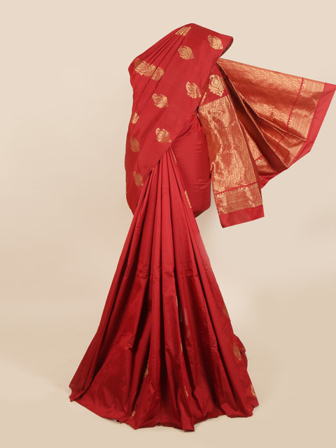 

Pothys Brown & Golden Woven Design Saree, Red