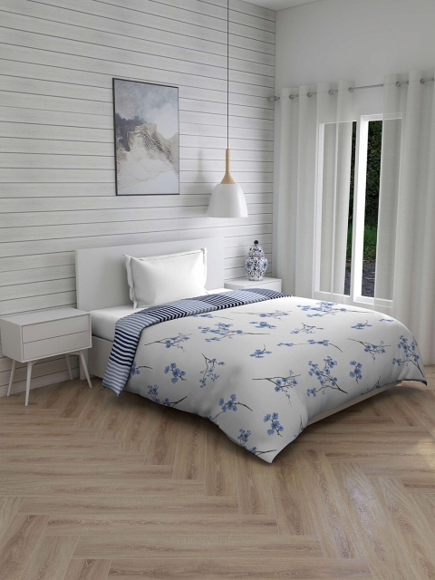 

Layers Off White & Blue Floral AC Room 120 GSM Single Bed Comforter