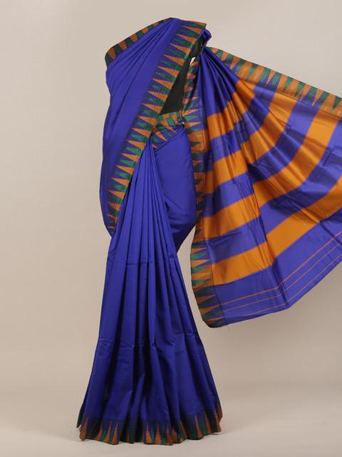 

Pothys Blue & Orange Striped Art Silk Saree