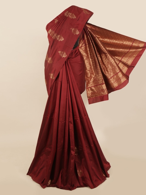 

Pothys Maroon & Golden Ethnic Motifs Zari Woven Saree