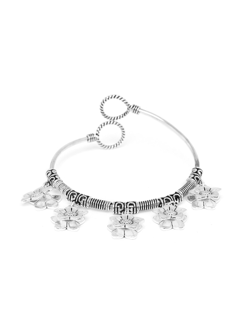 

ZeroKaata Women Silver-Toned German Silver Oxidised Charm Bracelet