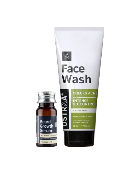 

Ustraa Beard Growth Serum Oily Skin & Face Wash Oily Skin 200g, Multi