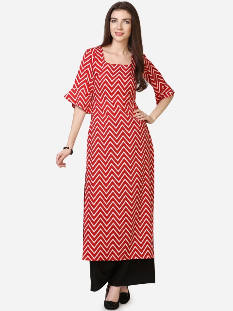 

SAADHVI Women Red Printed Kurta with Palazzos