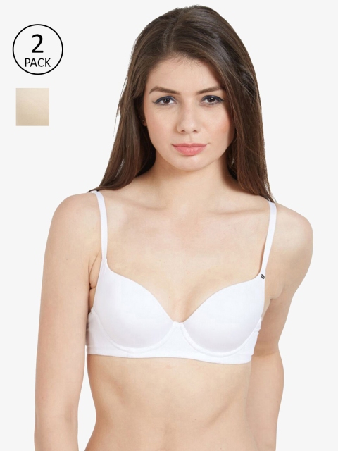 

Soie Pack of 2 Full Coverage Underwired Lightly Padded Push-Up Bra COMBO CB-120, Beige