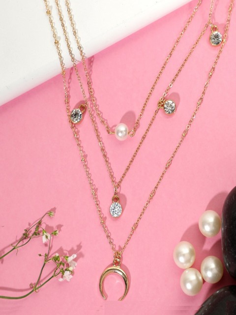 

AQUASTREET Gold-Toned & White Gold-Plated Layered Necklace